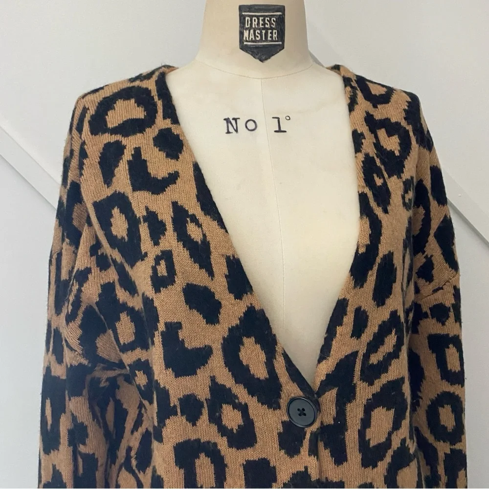 Aritzia Sunday Best Sylvia Alpaca Wool Blend Leopard Print Oversized Cardigan -S - Picture 5 of 15